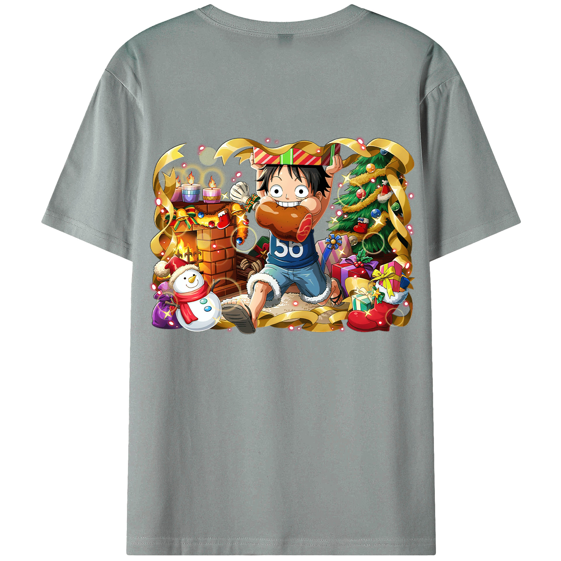 ワンピース モンキー・D・ルフィ ONE PIECE Monkey D. Luffy 綿100％ メンズ半袖Tシャツ（バックプリント） 通気性